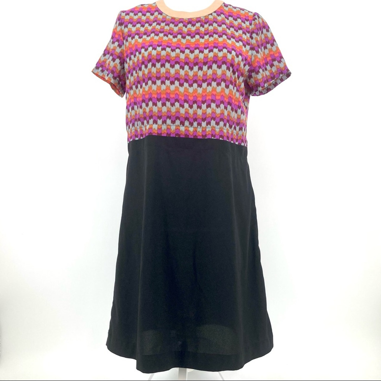 Marc Jacobs Pink And Black Short-Sleeved Silk Dress (6)